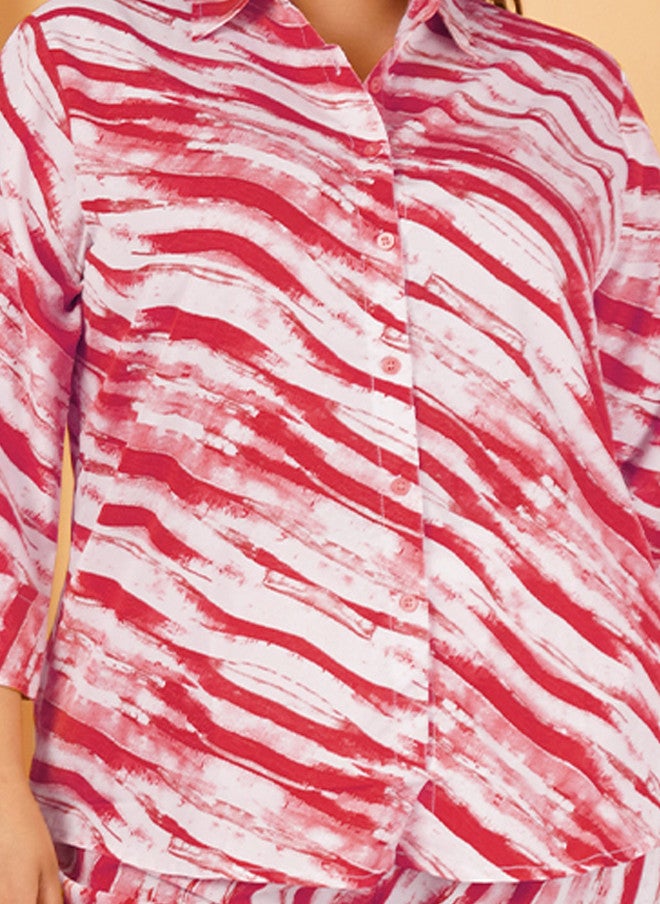 Indietoga Plus Size Printed Longline Shirt With Trouser Co-Ords - Image 2